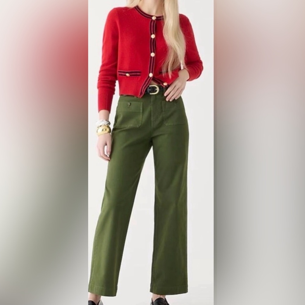 Like new J Crew sailor wide leg green chino pants 26